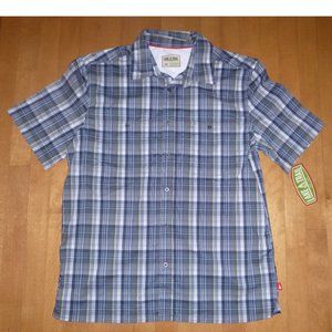 Mens Lake & Trail Wicking Sports Shirt Size Medium Fast Dri Nylon Plaid NWT